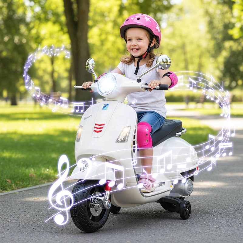 Costway Licensed VESPA 12V Kids Electric Motorcycle with Music Horn - See Details