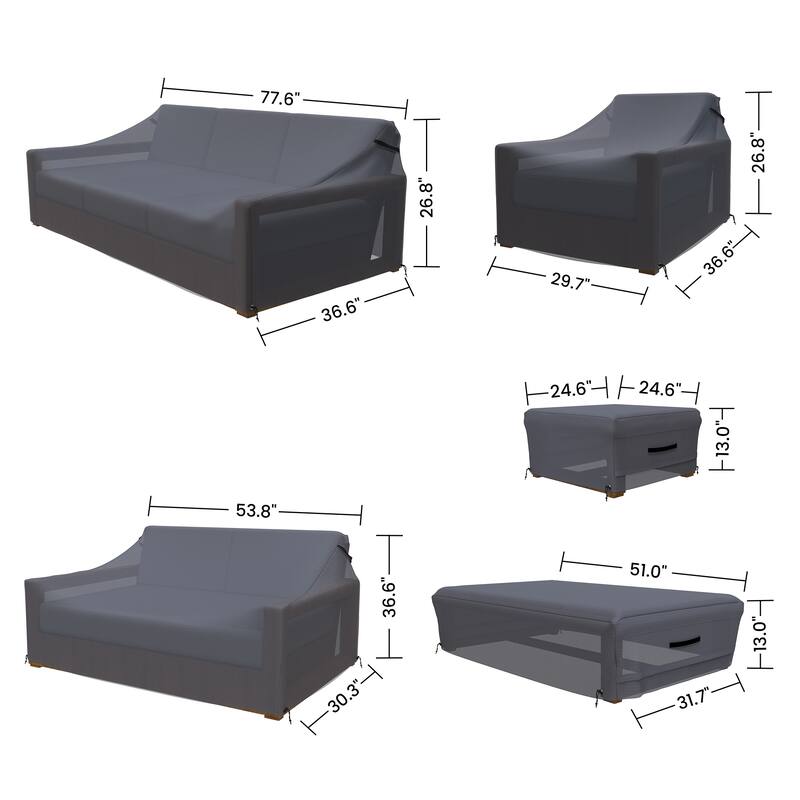 Forever Patio Waterproof Outdoor Sofa Seating Group Cover ( Set of 5 ) - 26 x 76 x 35
