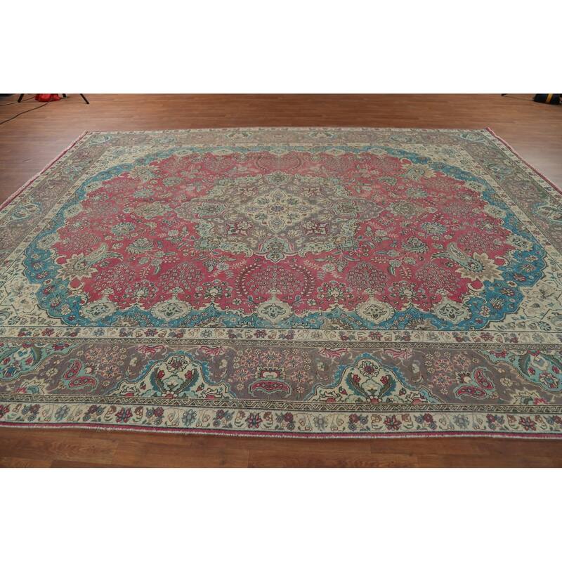 Tabriz Persian Vintage Area Rug Handmade Wool Carpet - 10'1"x 12'10"