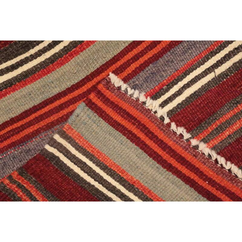 Hand Woven Oriental 100% Wool Carpet Southwestern Geometric Multi-Colored Kilim Area Rug - 10' 4'' X 5' 4''