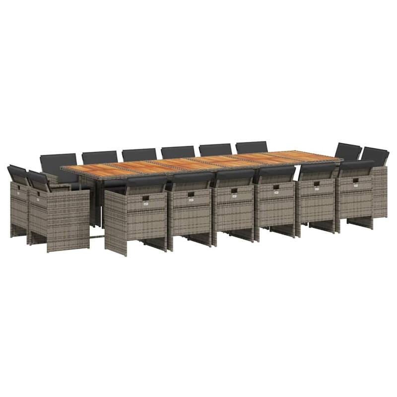 vidaXL Patio Dining Set Set of 14 Gray - 41.7 in x 108.3 in x 28.7 in