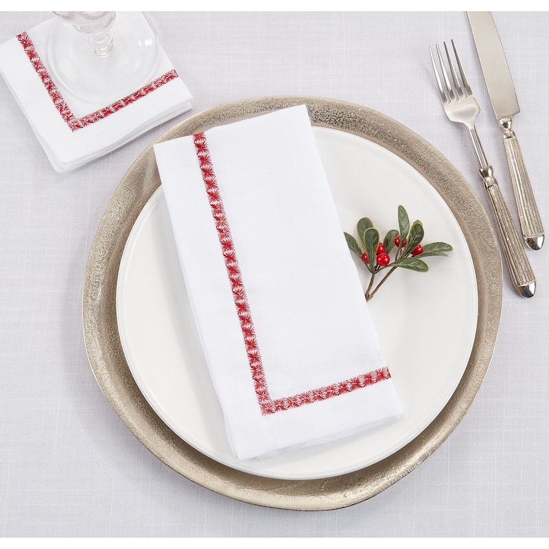 Napkins With Embroidered Border Design (Set of 4)