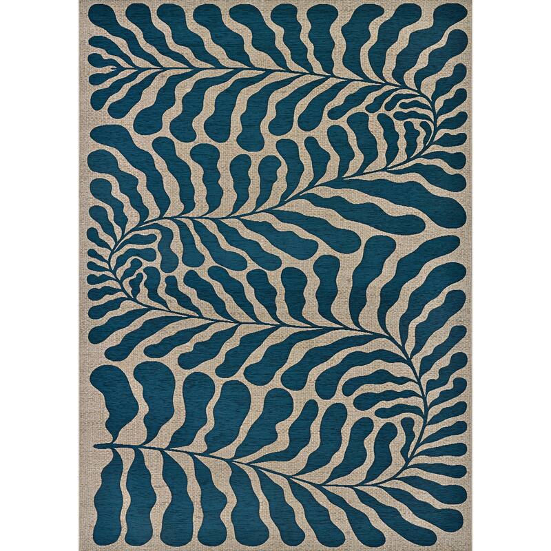 Dream Decor Rugs Juniper Seagrass Indoor Outdoor Area Rug - 9'8" x 13'6" - Blue