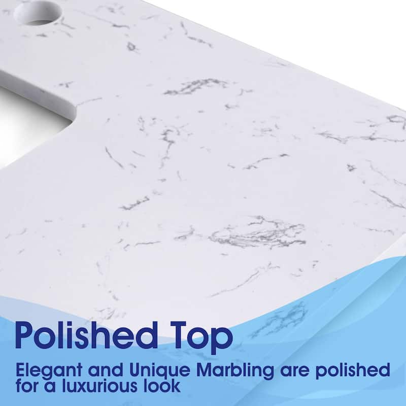 YASINU 60 Inch Engineered Marble Double Sinks Vanity Countertop