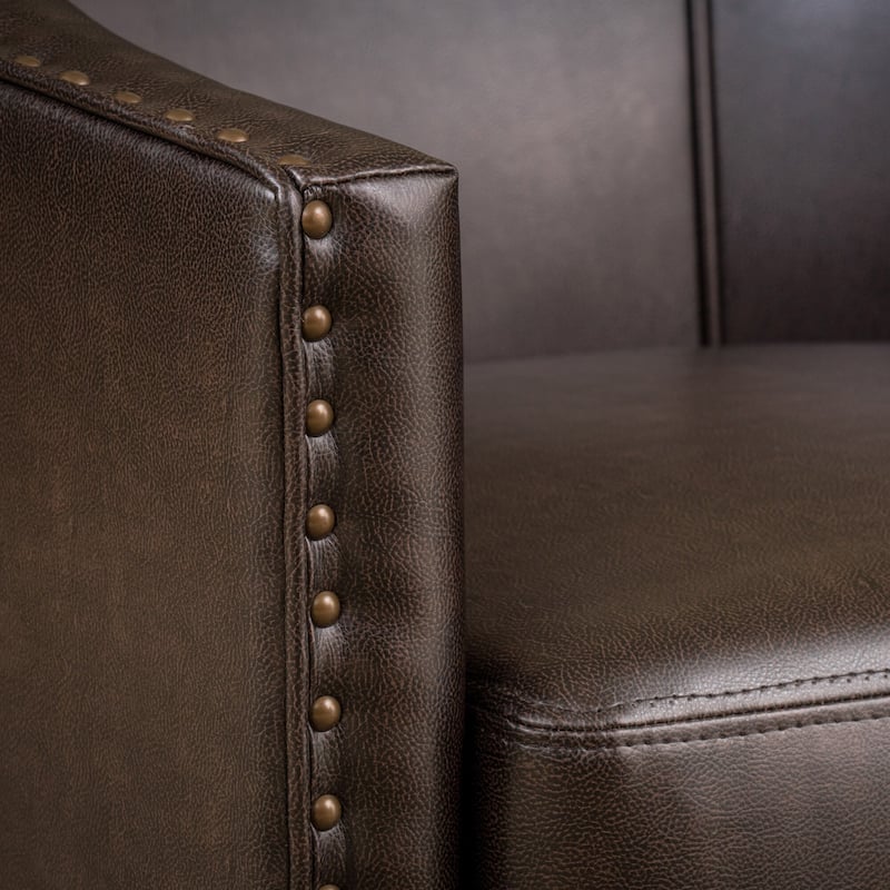 Austin Brown Bonded Leather Club Chair by Christopher Knight Home