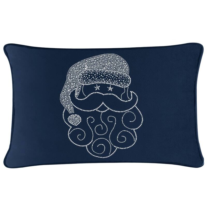Sparkles Home Santa Rhinestone Pillow - Navy Blue - 14 x 14