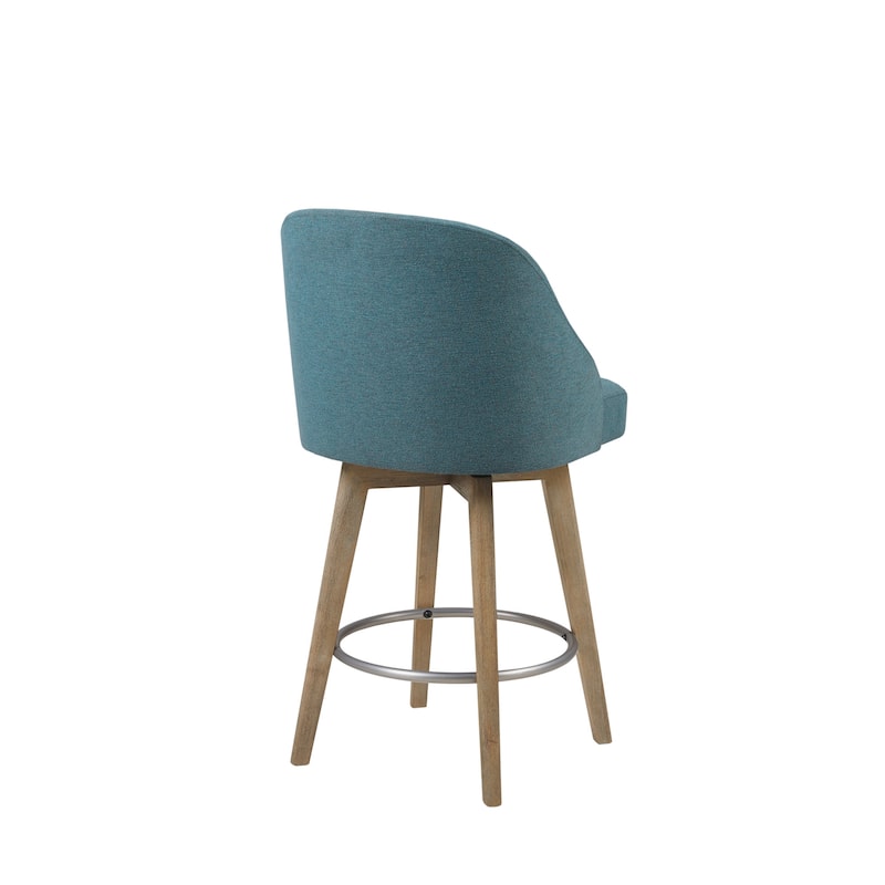 Madison Park Pearce Swivel Upholstered Counter Stool with Solid Wood Legs & Metal Footrest