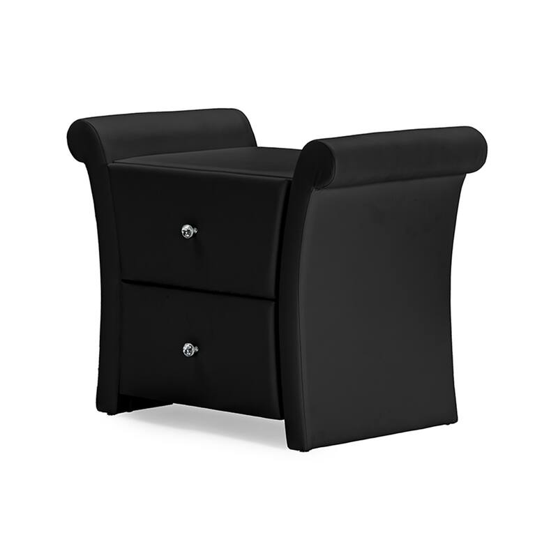 Nightstand with Storage Drawers, Bedside Table with Crystal Knobs, Large Nightstand, White Finish