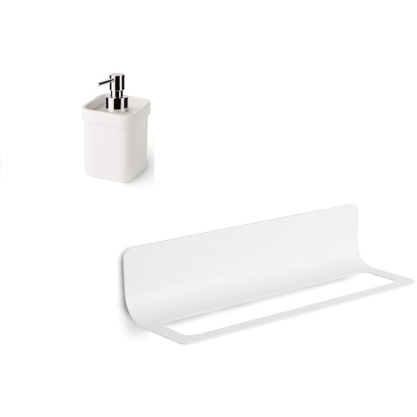 WS Bath Collections Curva 5144+5152 Curva 19" Wall Mounted Towel Bar - White / White