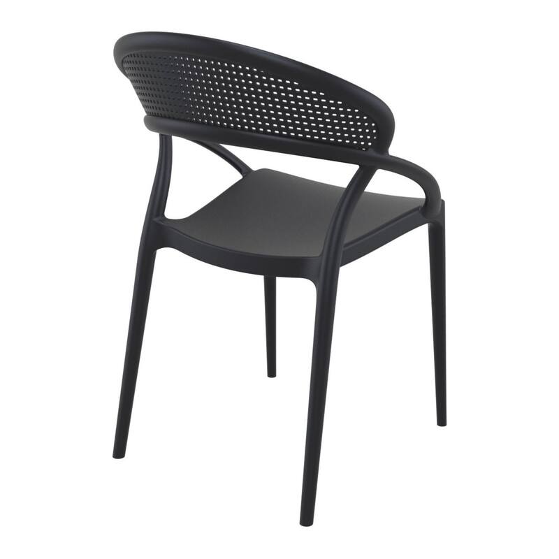 32.25" Black Mesh Outdoor Patio Round Dining Chair