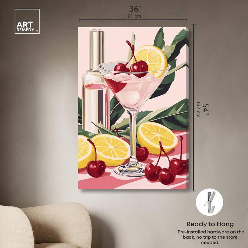 Cherry Lemon Drink Canvas by Art Remedy, Gallery Wrapped