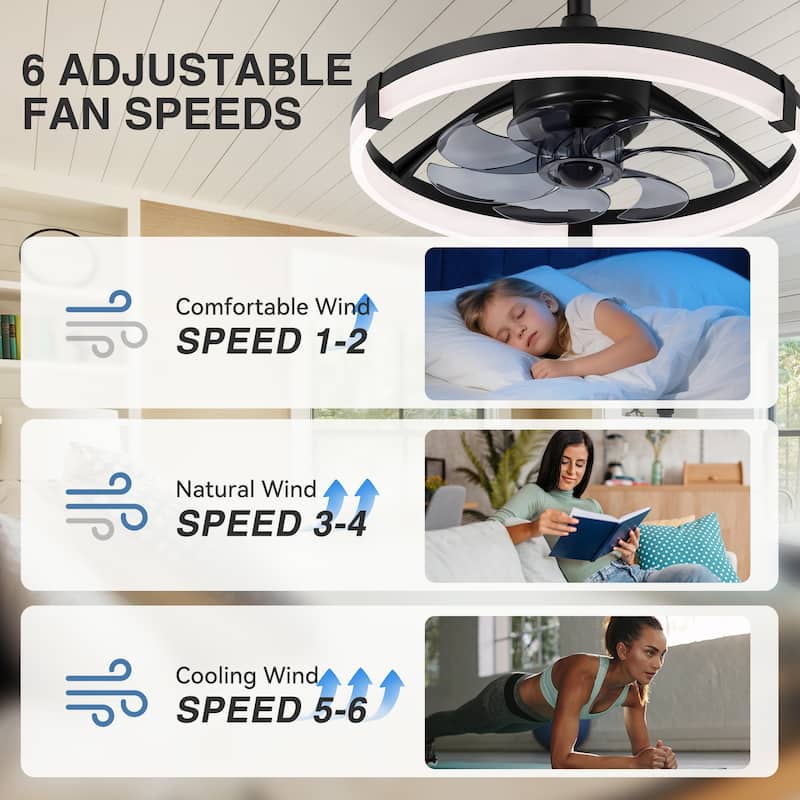 20"/23" Low Profile Dimmable Smart Ceiling Fan with Lights and Remote(6/7 ABS Blades)