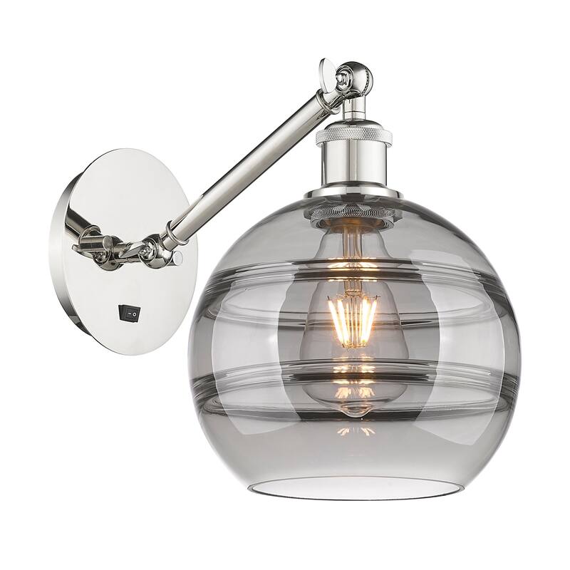 Innovations Lighting 317-1W-10-8 Rochester Sconce Rochester 10" Tall - Polished Nickel / Smoked