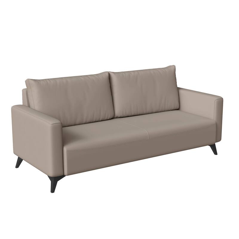 3 Seater Sofa Upholstered Leather with Stainless Steel Legs Inno Series by LeisureMod - Taupe