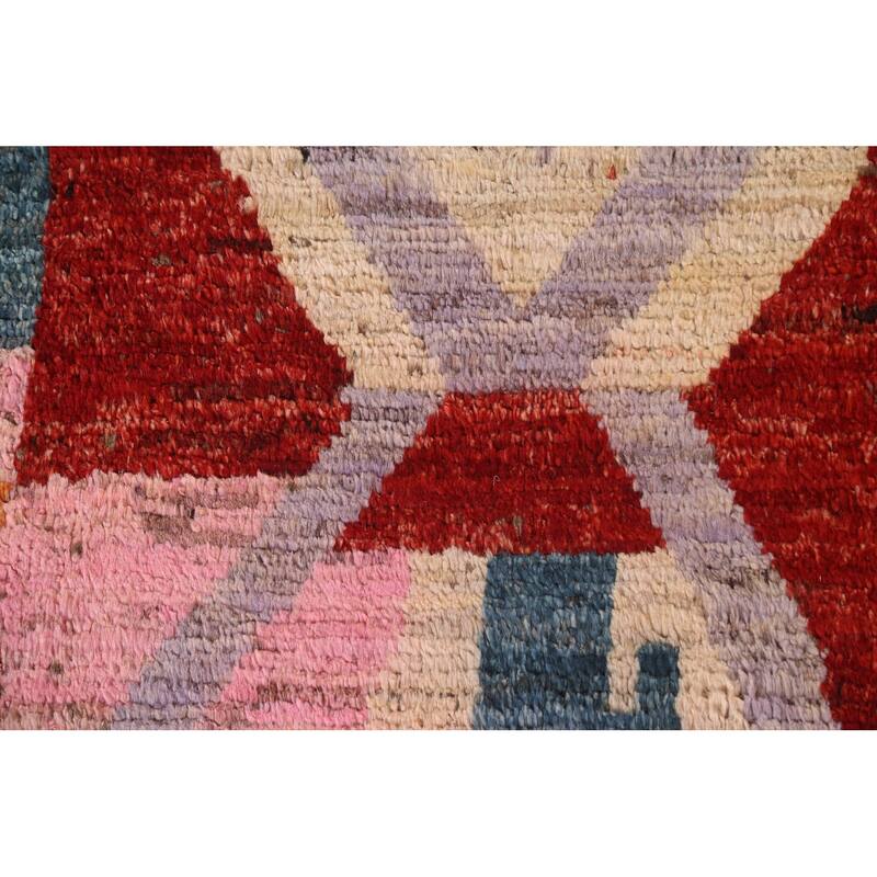 Hand Knotted Oriental 100% Wool Carpet Modern Geometric Multi-Colored Moroccan Area Rug - 8' 7'' X 5' 6''