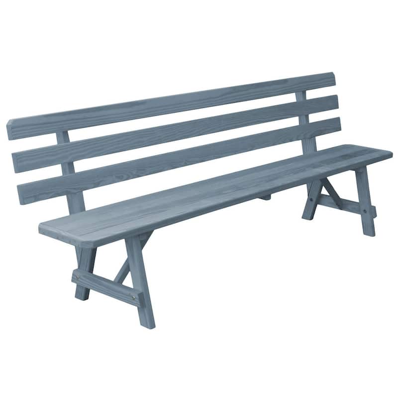 Cedar 8' Traditional Backed Bench - Gray Stain