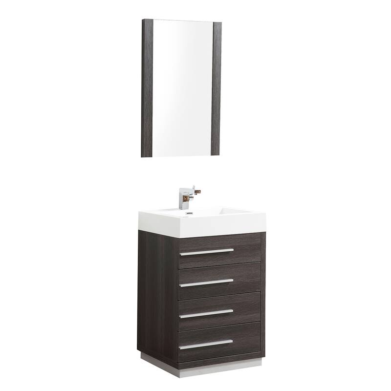 Blossom 24" All-Wood Vanity w/ Acrylic Sink & Mirror, Freestanding - 30 Inch - Dark Oak