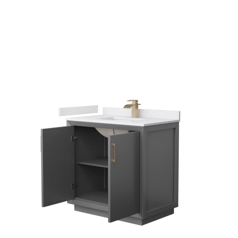 Strada 36-Inch Single Vanity Set, Cultured Marble Top