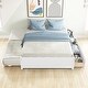 preview thumbnail 6 of 15, Simple Platform Bed Full Size Wood Bed Frame with Twin Trundle and 2 Drawers Suit for Kids Bedroom, No Box Spring Needed White