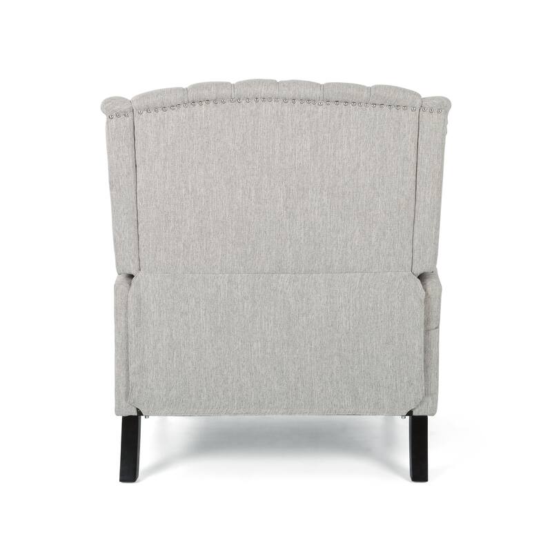 Light Grey Oversized Upholstered Wingback Push-Back Recliner with Footrest, Button-tufted Backrest, Nailhead Accents