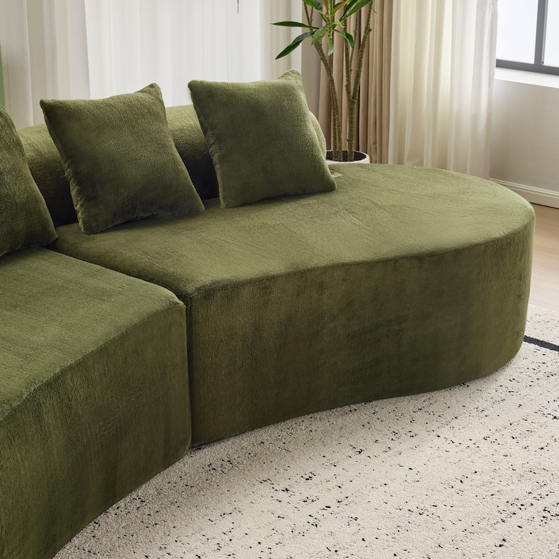 Modern And Simple Curved Flannelette Sofa.Creative Multi-Seater,With A Combination Of Pillows