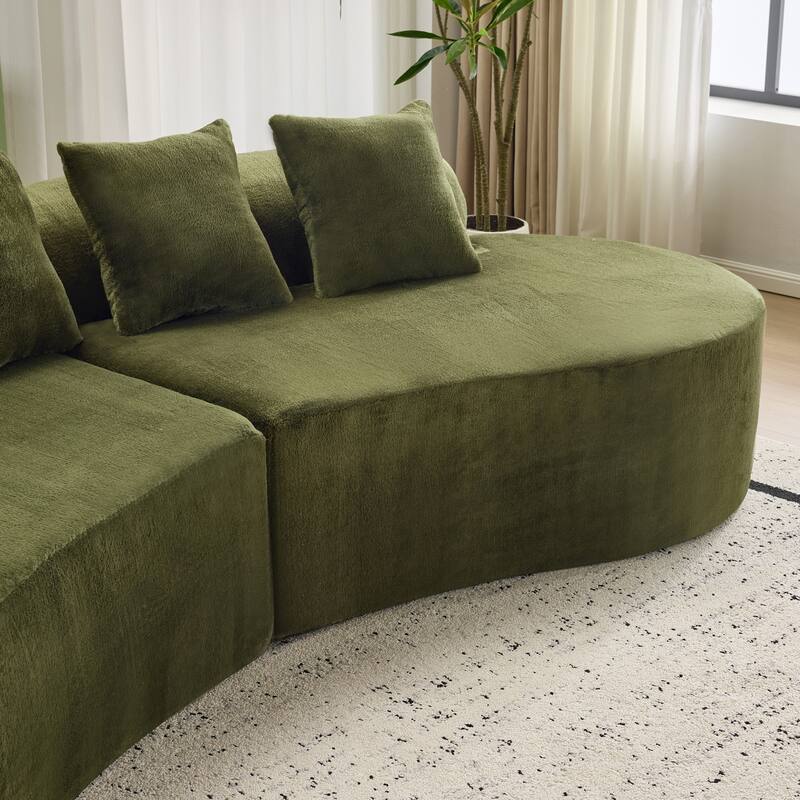 Plush Curved Sectional Sofa Cozy Modular Deep Seat Couch with Pillows