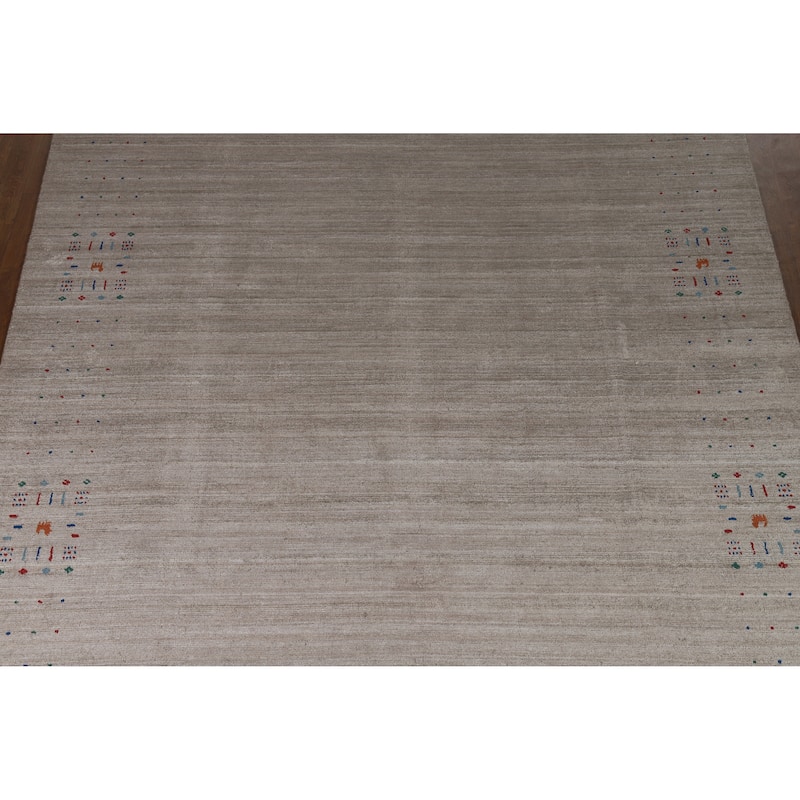 Hand Knotted Oriental 100% Wool Carpet Tribal Tribal Greys & Charcoal Gabbeh Area Rug - 9' 11'' X 8' 0''