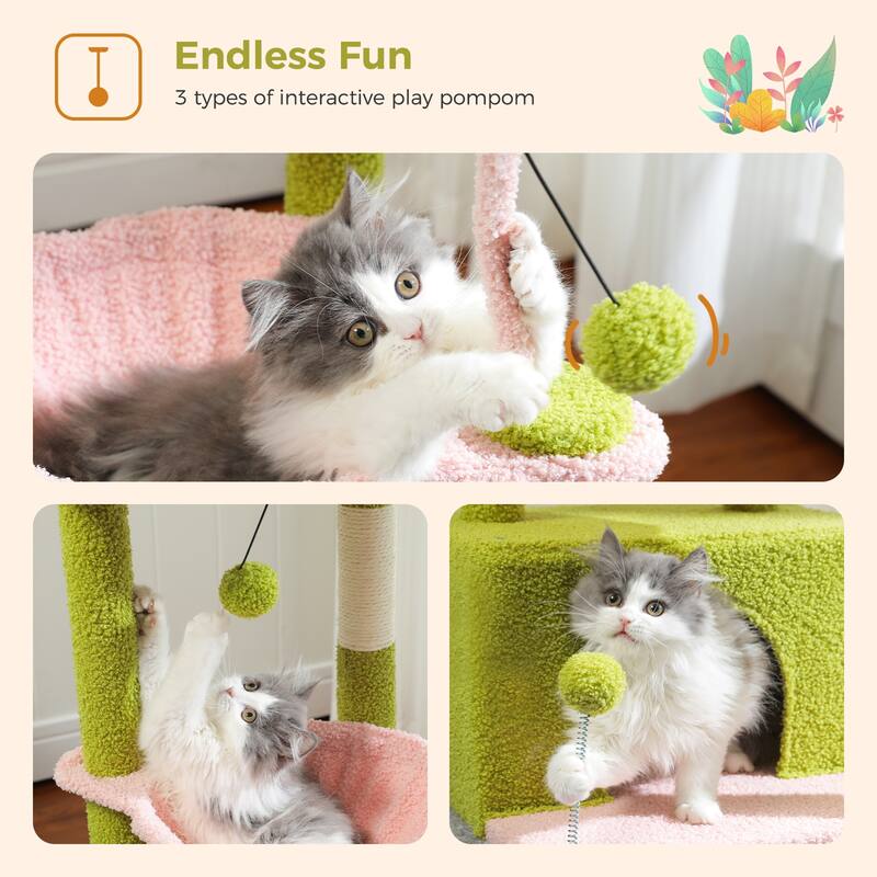 4-in-1 Multi-Level Cat Tower, Cat Tree with Large Cat Condo, Cat Scratching Post for Cats with Deep Hammock & Cozy Top Perch