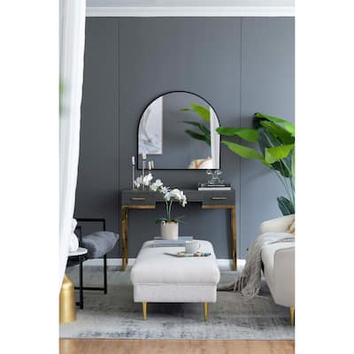 33" x 31" Arched Decorative Accent Mirror with Iron Metal Frame