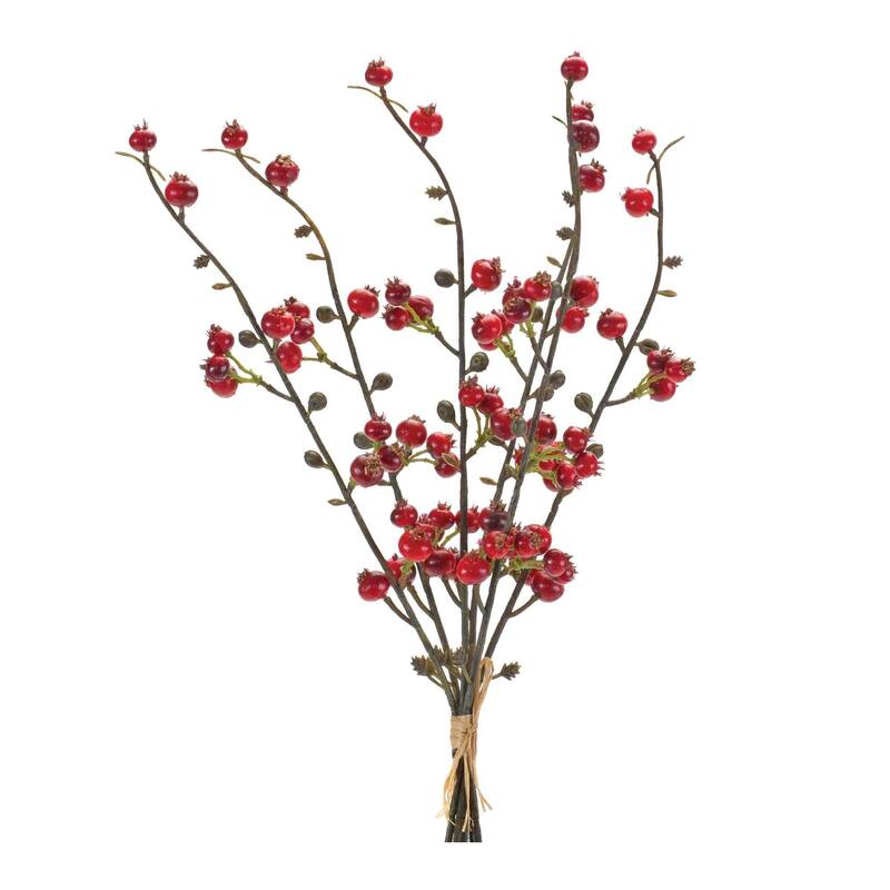 Berry Twig Artificial Christmas Bundles - 14" - Red and Green - Set of 6