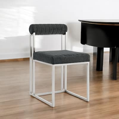 HomeRoots Set of Two Gray And Silver Upholstered Polyester Open Back Dining Side Chairs