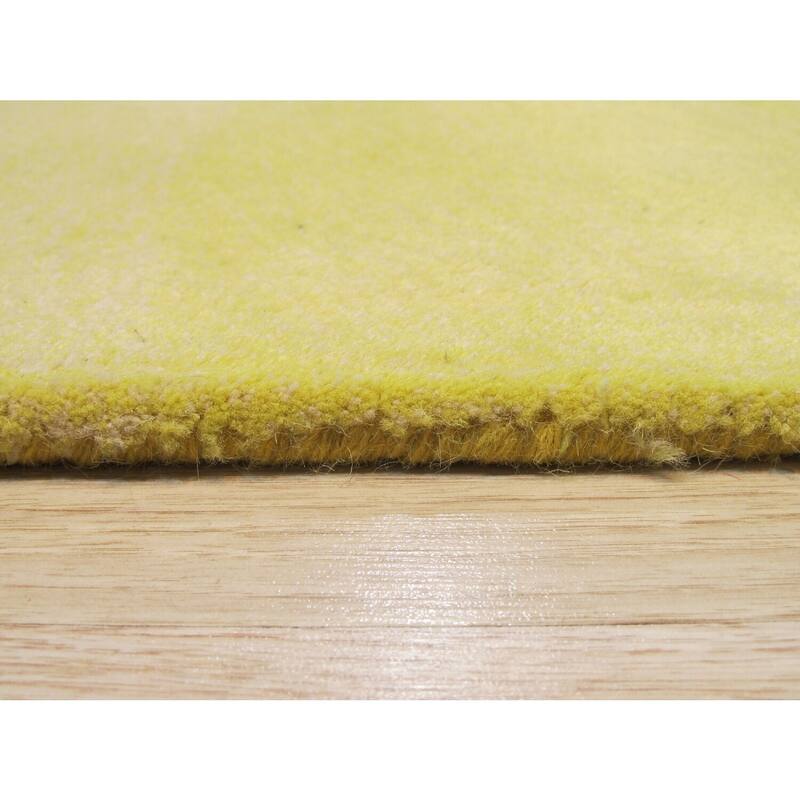 Yellow Hand-Tufted Wool Contemporary Swirl Rug, 4' x 6', Plush Wool, Artistic Swirl, Soft Durable Pile Rug - N/A