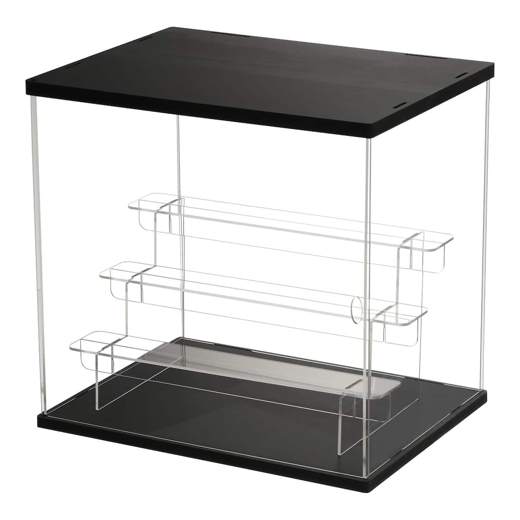 4 Tier Acrylic Counter-Top Display Case with LED Lights For Collectibles, Black