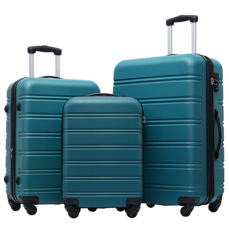 3 Piece Luggage Set ABS Hardside Lightweight Suitcase Set with Spinner Wheels and TSA Lock, 20" 24" 28" Luggage Case