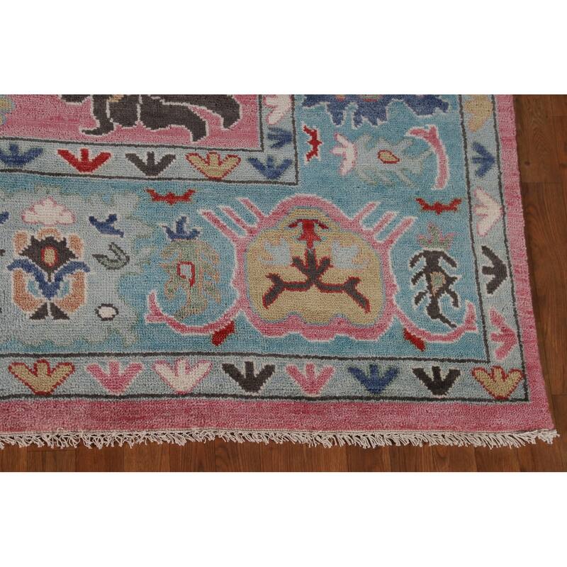 Pink Oushak Oriental Large Area Rug Handmade Wool Carpet - 9'6"x 13'9"