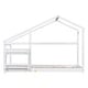 preview thumbnail 9 of 8, White Twin Size Wooden House Floor Bed with Shelf and Roof for Kids, Boys and Girls