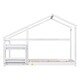 preview thumbnail 9 of 8, White Twin Size Wooden House Floor Bed with Shelf and Roof