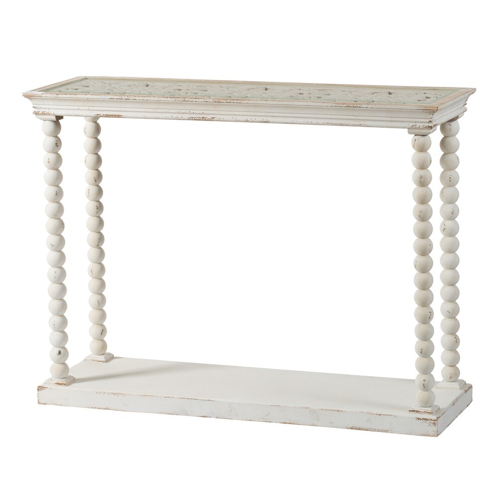 A and B Home AandB Home Antique White Textural Console Table (Wood)