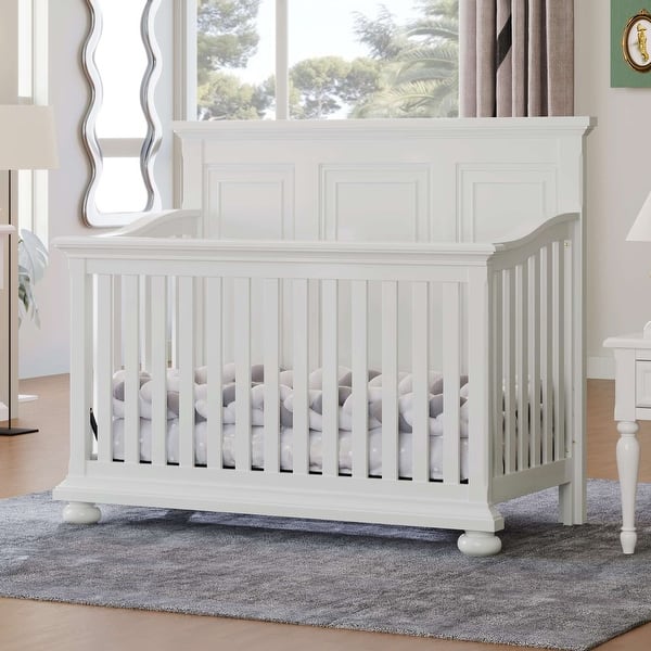 slide 2 of 25, Traditional Farmhouse Style 4-in-1 Full Size Convertible Baby Crib - Converts to Toddler Bed White