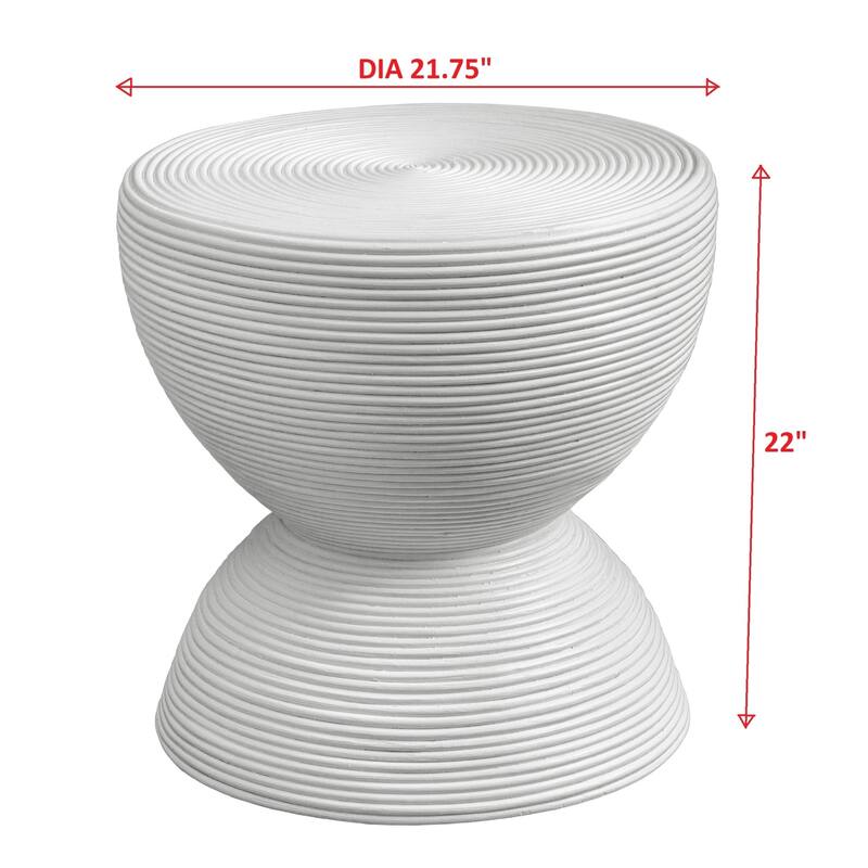 Bongo Rattan Side Table - 22" - White