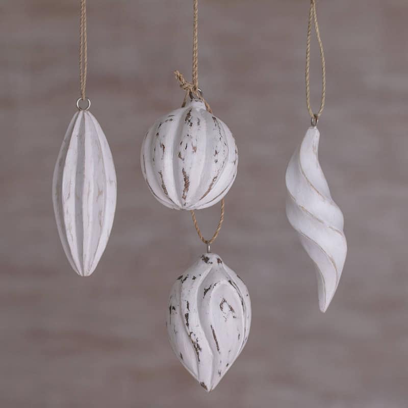 Novica Handmade Holiday Ambassadors Wood Ornaments (Set Of 4) - 1.8D and 1.4 D
