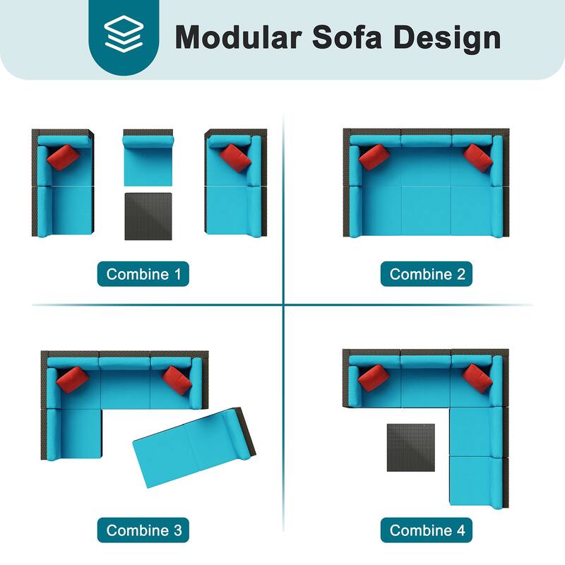 Futzca 6 Piece Patio Furniture Conversation Set with Pillow