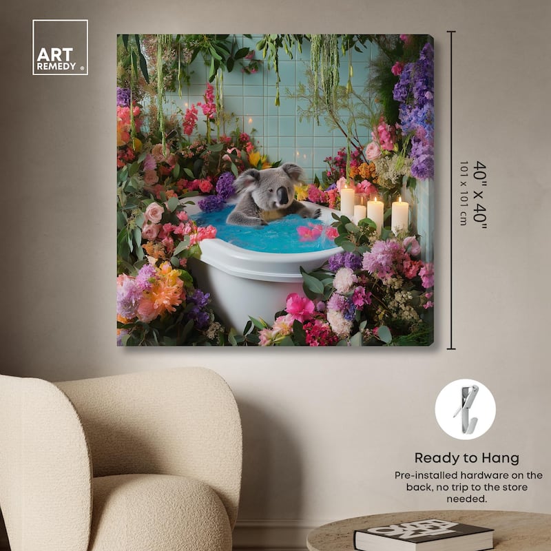 Koala Bath Canvas by Art Remedy, Gallery Wrapped