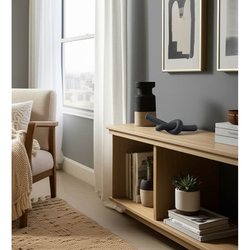 Pottery Cement Decorative Object Knot Home Office Display - 5" Black - 11" x 4.75" x 4.75" - Black - 11" x 4.75" x 4.75"