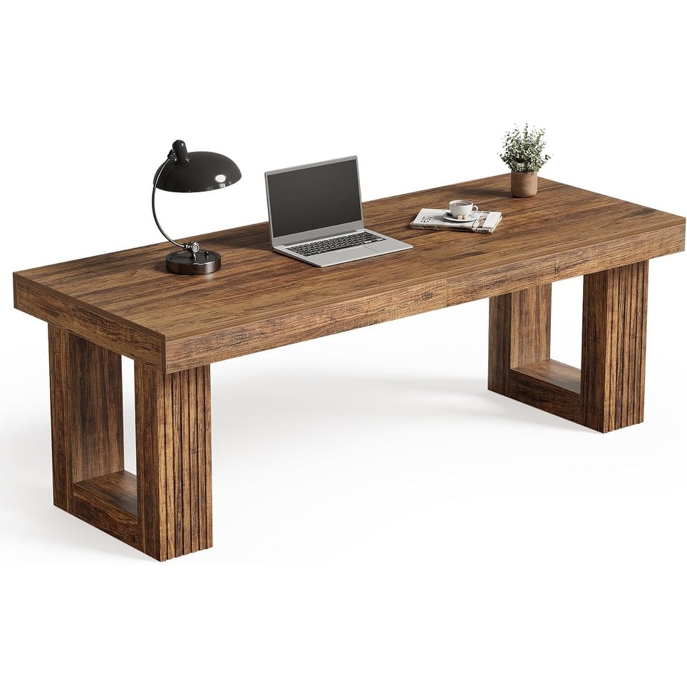 86.6 Inch Large Wood Computer Desk Computer Writing Table Workstation