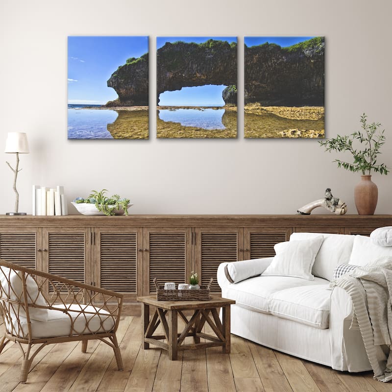 Ready2HangArt 'Aqua Rocks II' 3-Piece Wrapped Canvas Wall Art Set