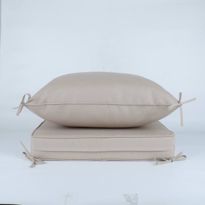 2 Pieces Waterproof Polyester Patio Seat and Back Cushions 24x24 Deep Comfort for Outdoor Seating