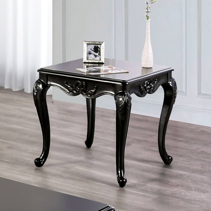 Wooden End Table with Cabriole Legs in Espresso