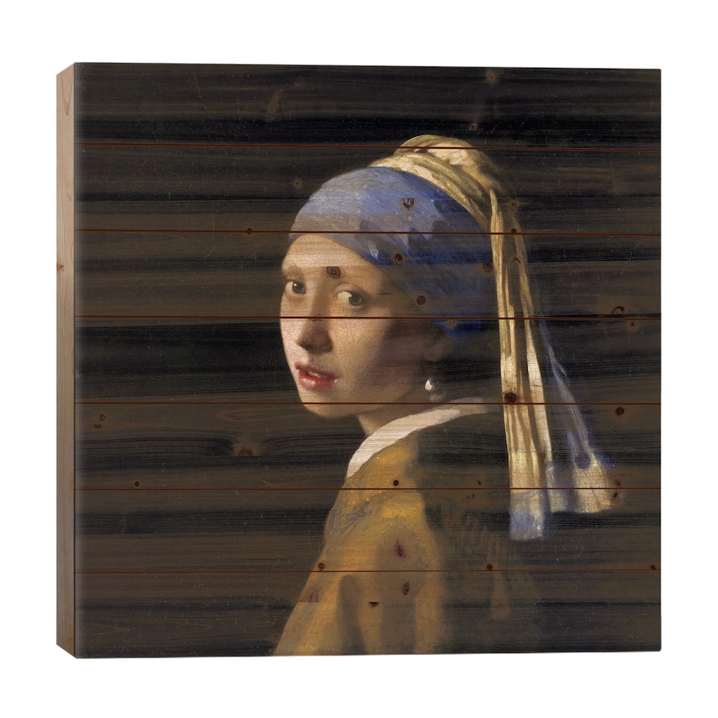 Girl with a Pearl Earring Print On Wood by Johannes Vermeer - Multi-Color