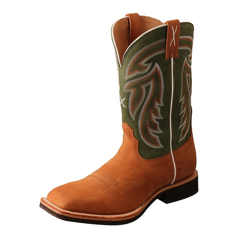 green leather boots mens
